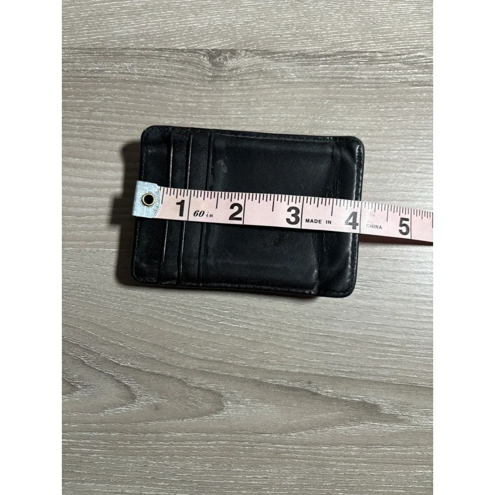 Bosca Mens Black Leather Magnetic Money Clip Card Case Wallet Slim Minimalist